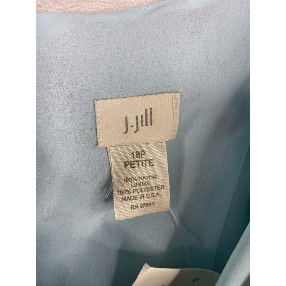 J Jill Dress Sz 18P Blue Floral Lined Chiffon Mini Slip Sleeveless Zip Boho NWT - Picture 3 of 10